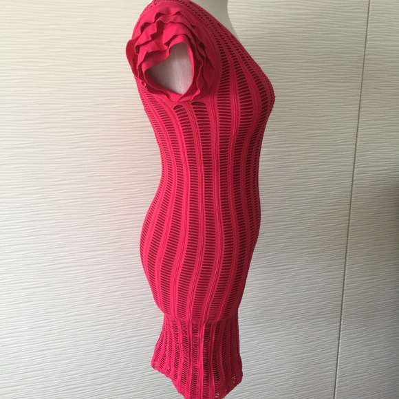 Bebe off Shoulder Cutout Bodycon Dress In Hot Pink - Picture 3 of 8